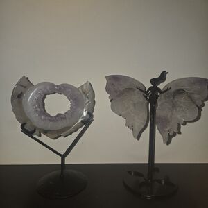 Crystal Butterfly and Geode Sculpture Set